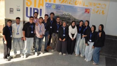 جانب من عروض الفرق المشاركة في المسابقة الهندسية الوطنية للبيئة داخل الحرم الجامعي