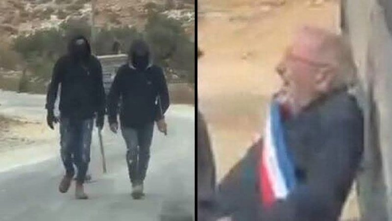مشهد يوثق لحظة اعتداء مستوطنين على دبلوماسيين أوروبيين في قرية طيبة بالضفة الغربية.