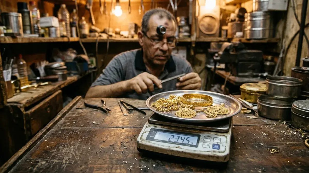 ميزان دقيق لوزن المشغولات لتحديد سعر الذهب اليوم في مصر