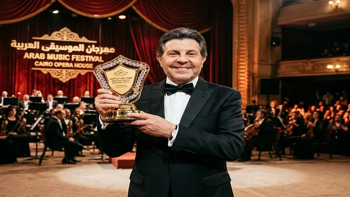 أمير الغناء العربي هاني شاكر يتسلم درع تكريم هاني شاكر بالأوبرا المصرية