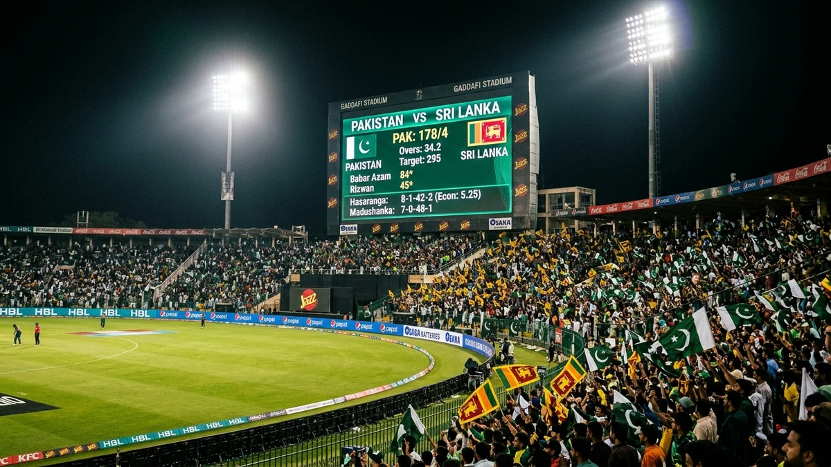 Official match action and scorecard in Pakistan vs Sri Lanka